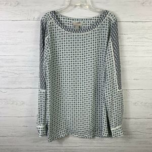 Loft Women's Blouse Long Sleeve Wide Neck Floral S